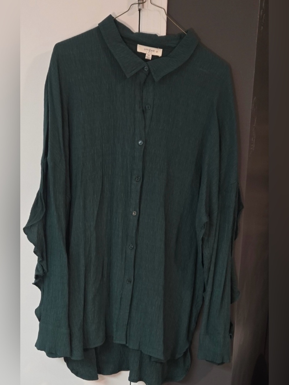 Umgee Forest Green Button-Down Lightweight Long Sleeve Shirt